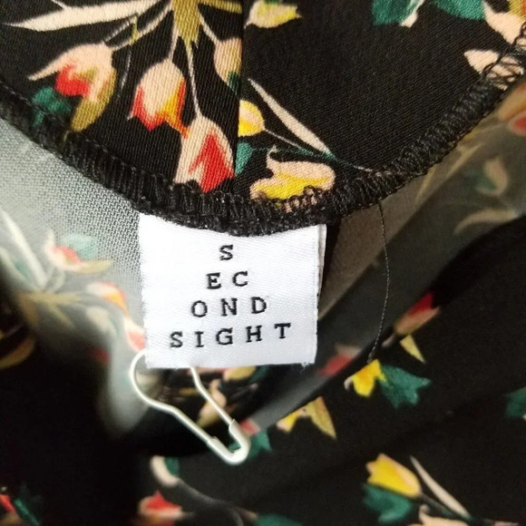 Second Sight Women Black Floral Casual Short Dress Long Sleeve Ruffles Size 7 - Picture 7 of 9